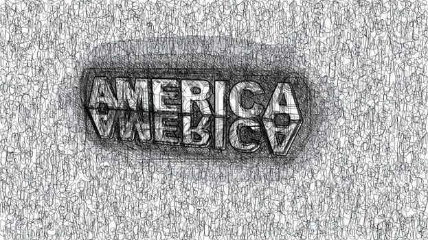 America text hand draw digital art illustration,America text hand draw digital art illustration
