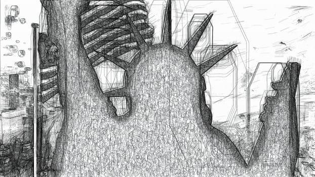 Statue of liberty hand draw digital art illustration,Statue of liberty hand draw digital art illustration