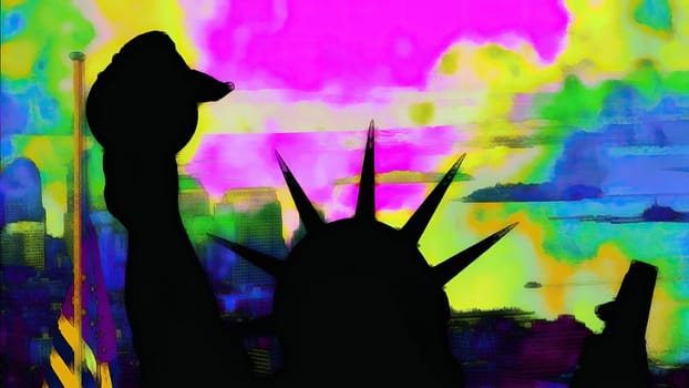 New York Statue of Liberty in a Pop Art Style Layout,New York Statue of Liberty in a Pop Art Style Layout
