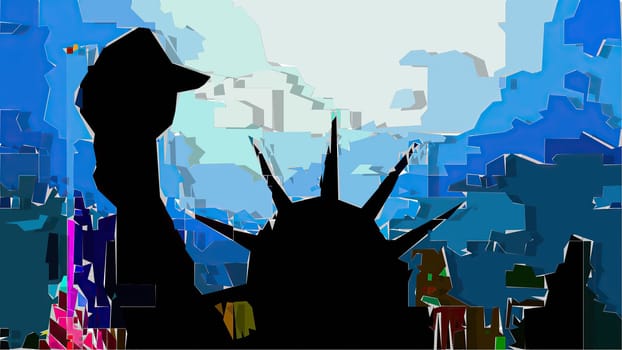 New York Statue of Liberty in a Pop Art Style Layout,New York Statue of Liberty in a Pop Art Style Layout