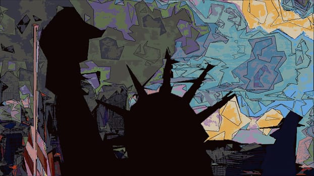 New York Statue of Liberty in a Pop Art Style Layout,New York Statue of Liberty in a Pop Art Style Layout