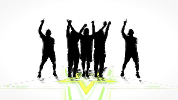 People dancing hand draw digital art illustration