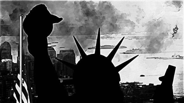 Statue of liberty hand draw digital art illustration,Statue of liberty hand draw digital art illustration