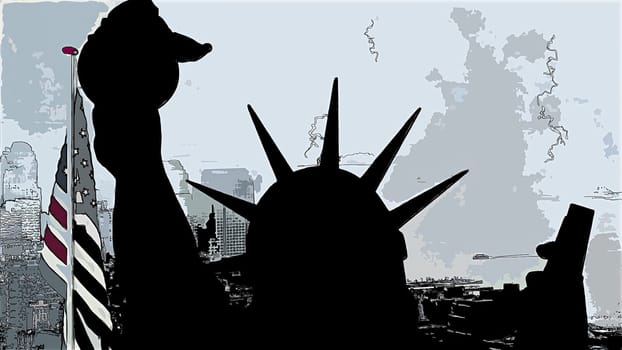 New York Statue of Liberty in a Pop Art Style Layout,New York Statue of Liberty in a Pop Art Style Layout