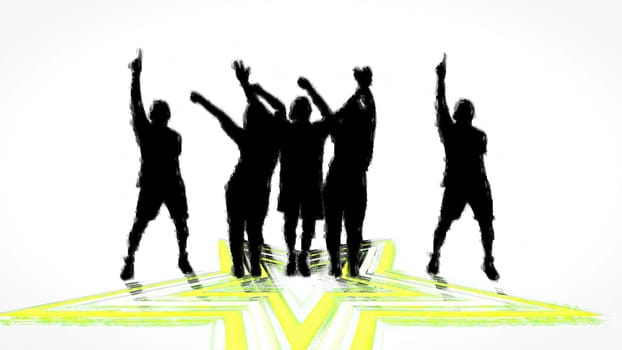 People dancing hand draw digital art illustration