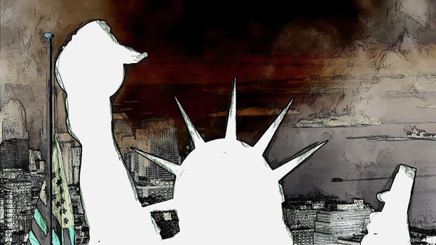New York Statue of Liberty in a Pop Art Style Layout,New York Statue of Liberty in a Pop Art Style Layout
