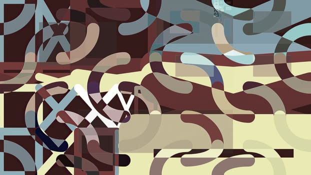 Artwork of abstract composition made with geometrical shapes and elements