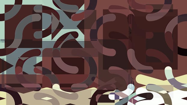 Artwork of abstract composition made with geometrical shapes and elements