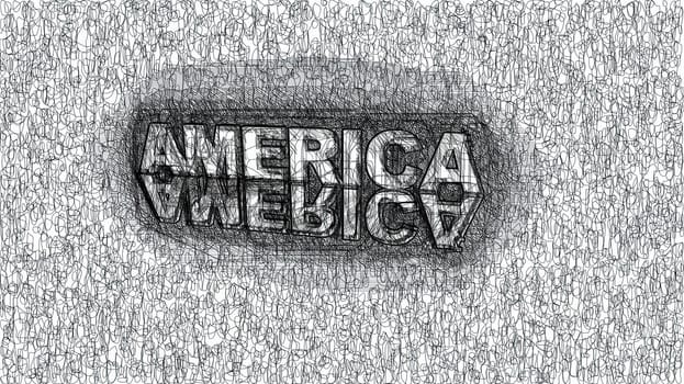 America text hand draw digital art illustration,America text hand draw digital art illustration