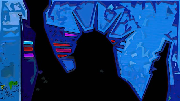 New York Statue of Liberty in a Pop Art Style Layout,New York Statue of Liberty in a Pop Art Style Layout