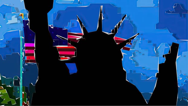 New York Statue of Liberty in a Pop Art Style Layout,New York Statue of Liberty in a Pop Art Style Layout