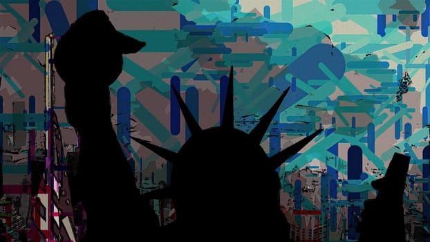 New York Statue of Liberty in a Pop Art Style Layout,New York Statue of Liberty in a Pop Art Style Layout