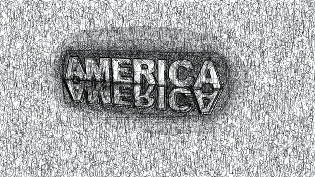 America text hand draw digital art illustration,America text hand draw digital art illustration