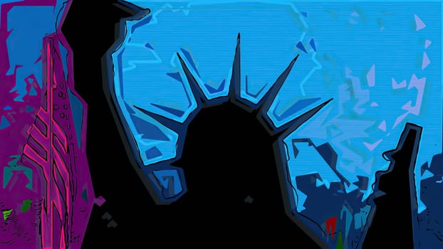New York Statue of Liberty in a Pop Art Style Layout,New York Statue of Liberty in a Pop Art Style Layout