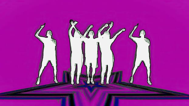 People dancing hand draw digital art illustration,People dancing hand draw digital art illustration