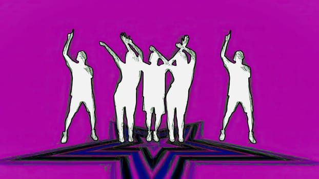 People dancing hand draw digital art illustration,People dancing hand draw digital art illustration