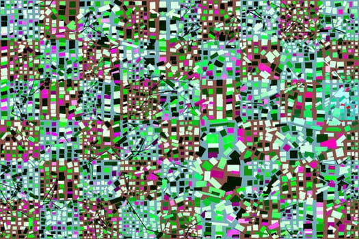 Artwork of abstract composition made with geometrical shapes and elements