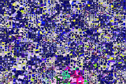 Artwork of abstract composition made with geometrical shapes and elements