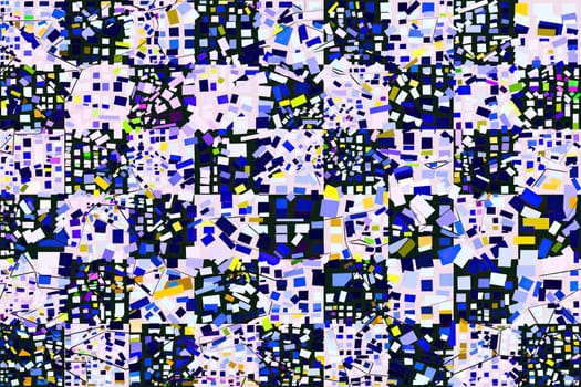 Artwork of abstract composition made with geometrical shapes and elements