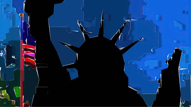 New York Statue of Liberty in a Pop Art Style Layout,New York Statue of Liberty in a Pop Art Style Layout