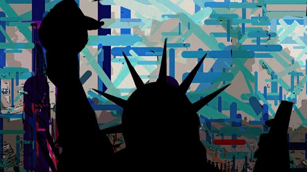 New York Statue of Liberty in a Pop Art Style Layout,New York Statue of Liberty in a Pop Art Style Layout