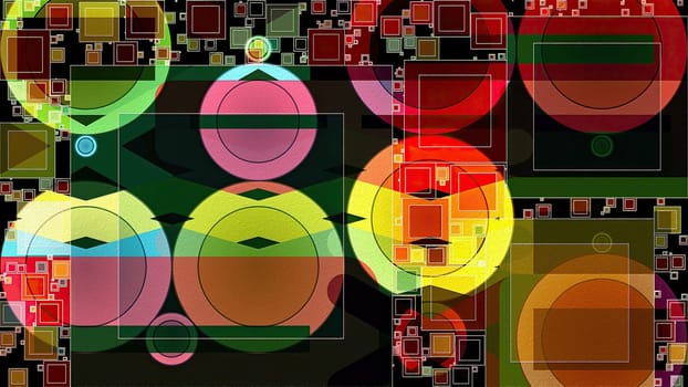 Artwork of abstract composition made with geometrical shapes and elements