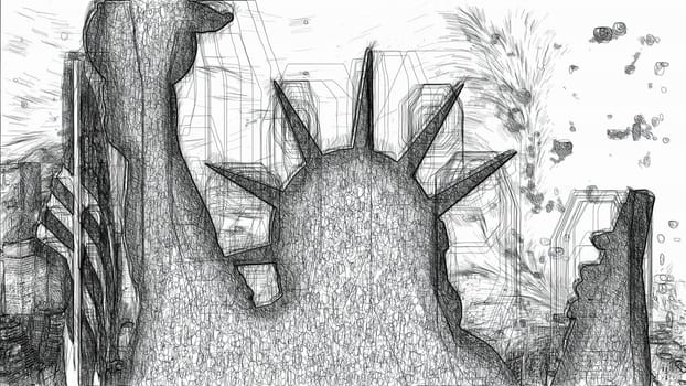 Statue of liberty hand draw digital art illustration,Statue of liberty hand draw digital art illustration