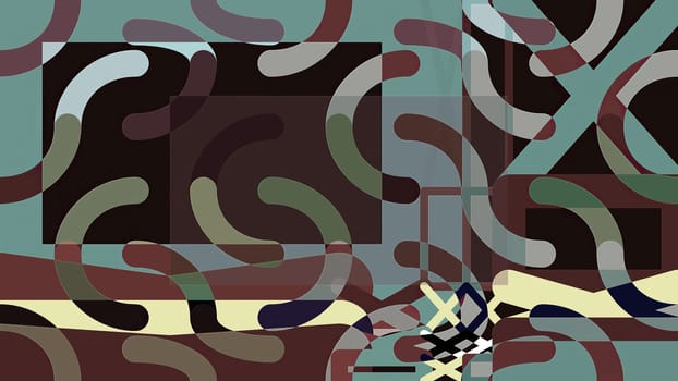 Artwork of abstract composition made with geometrical shapes and elements