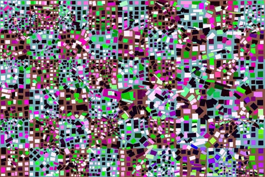 Artwork of abstract composition made with geometrical shapes and elements