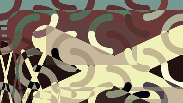 Artwork of abstract composition made with geometrical shapes and elements