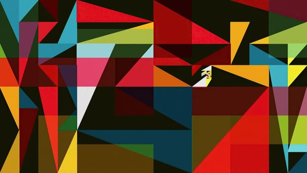 Artwork of abstract composition made with geometrical shapes and