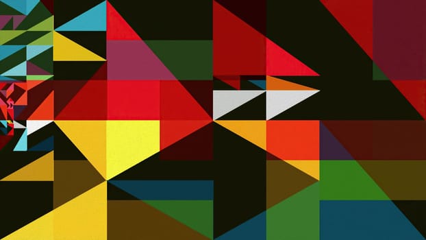 Artwork of abstract composition made with geometrical shapes and