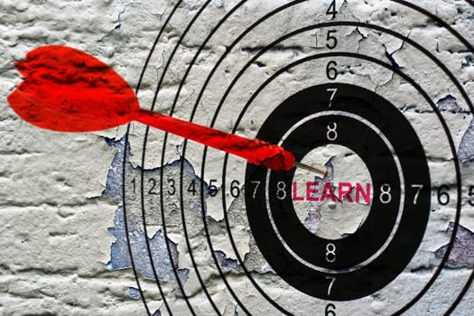Learn target on grunge background