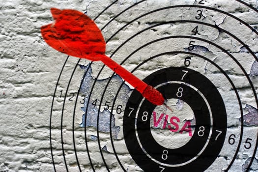 Visa target on grunge background