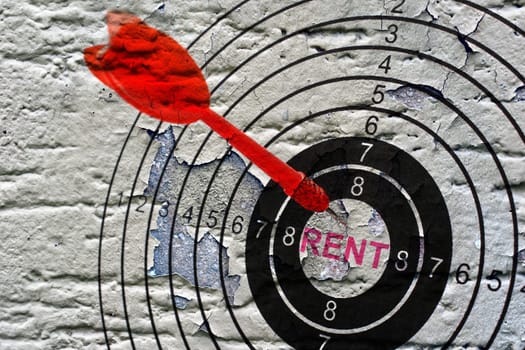 Rent target on grunge background