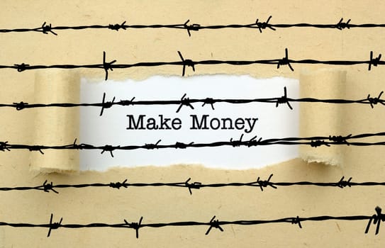 Make money text against barbwire
