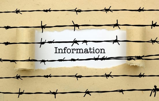 Information text against barbwire