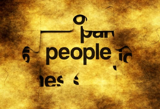 People puzzle grunge concept