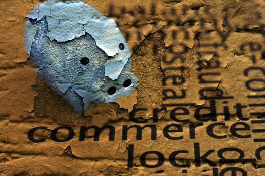 Commerce and piggy bank grunge concept