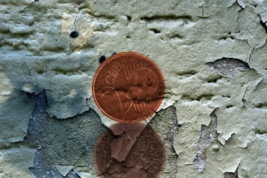 Euro and piggy bank grunge concept
