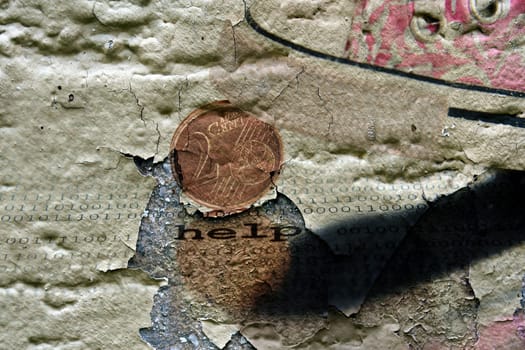 Euro help grunge concept