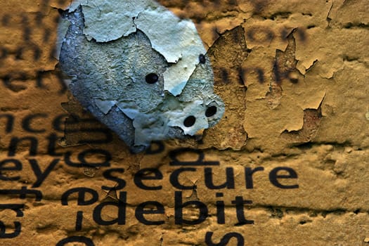 Secure debit grunge concept