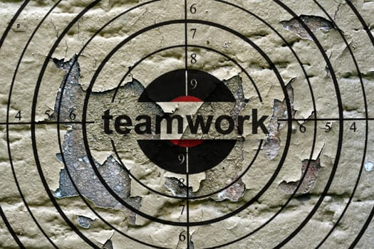 Teamwork target grunge concept
