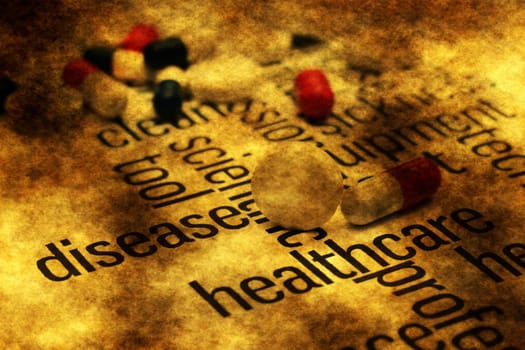 Pills on grunge background