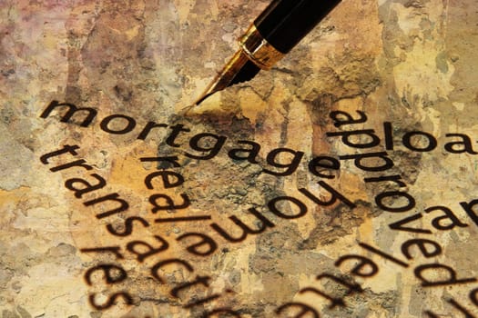 Fountain pen on mortgage text