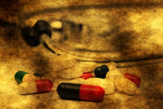Pills grunge concept
