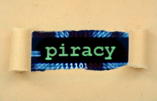 Piracy text on ripped paper