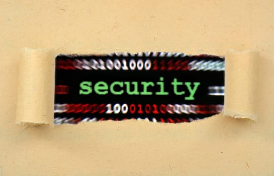 Security text on ripped paper