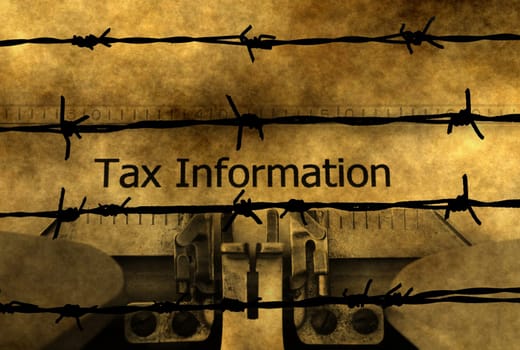 Tax information on typewriter Tax information