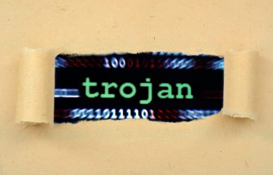 Trojan text on ripped paper